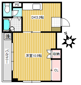 １ＤＫタイプの間取図